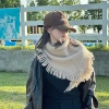One-piece consignment of new autumn and winter high-end Korean versatile tassel thickened warm outer layer triangular scarf knitted wool scarf shawl wholesale at street stalls Specification image
